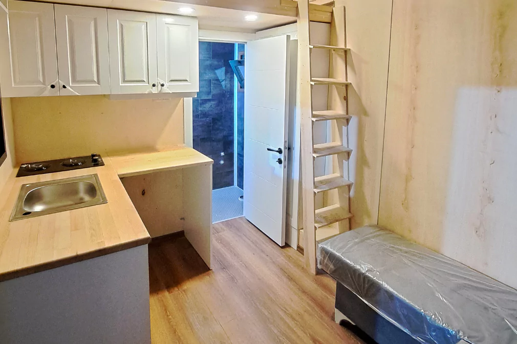 Qouppe 4 metre loft katlı tiny house iç görünüm